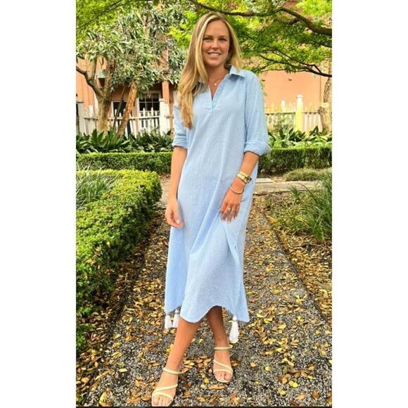 Madison Mathews Darren Maxi Navy Flannel Dress NWT Sz. XS - Picture 2 of 7